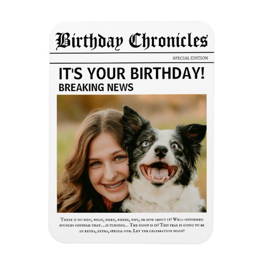 Birthday News  Magneet (Verticaal)