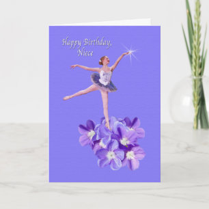 Birthday, Niece, Ballerina en Violet Kaart