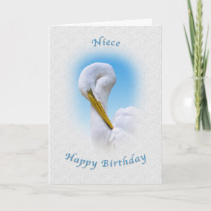 Birthday, Niece, Great Egret Bird Kaart