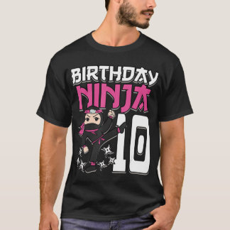 Birthday Ninja 10 Girl Pink Shinobi ThMED 10th B- T-shirt