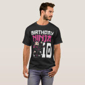 Birthday Ninja 10 Girl Pink Shinobi ThMED 10th B- T-shirt (Voorkant volledig)