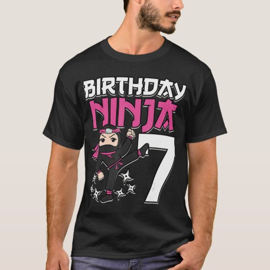 Birthday Ninja 7 Girl Pink Shinobi Threat7th B-Da T-shirt (Voorkant)