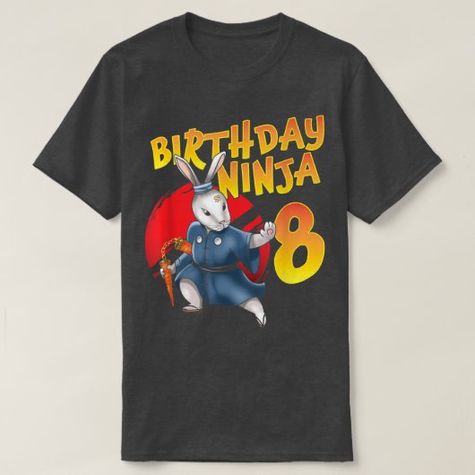 Birthday Ninja Bunny, 8 jaar achtste dag, geboren  T-shirt (Design voorkant)
