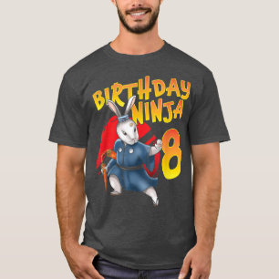 Birthday Ninja Bunny, 8 jaar achtste dag, geboren  T-shirt