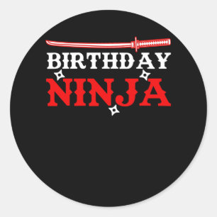 Birthday Ninja Fighter Birthday Child Ronde Sticker