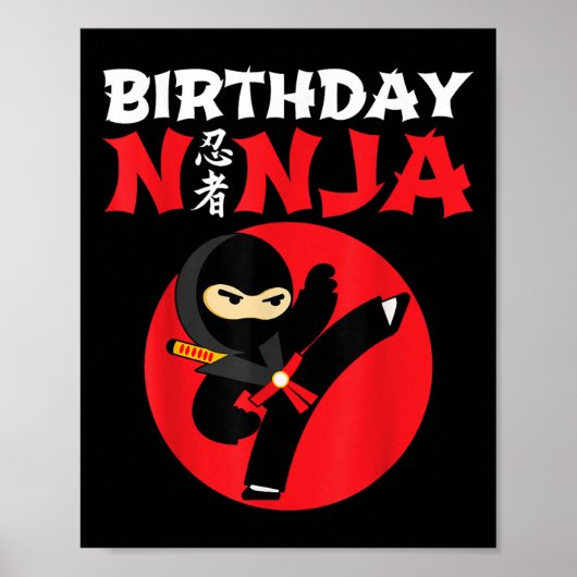Birthday Ninja - Kids Ninja Birthday Party - Birth Poster (Voorkant)