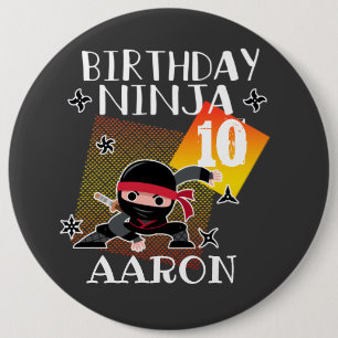 Birthday Ninja Party Theme Art Martial LoversT Ronde Button 6,0 Cm