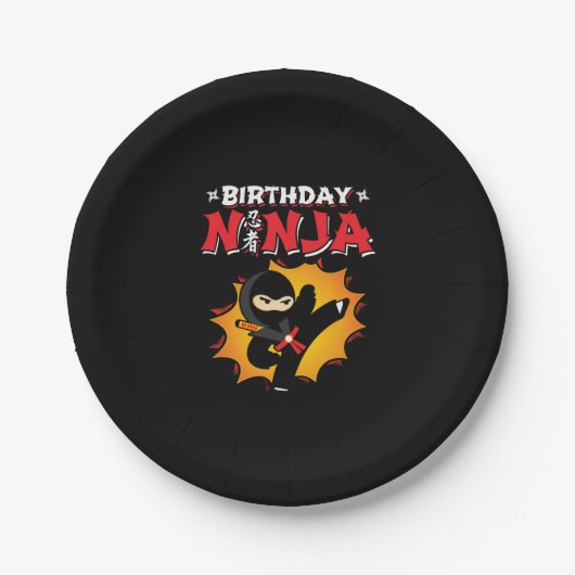 Birthday Ninja Theme Party - Birthday Ninja Design Papieren Bordje (Voorkant)