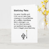 Birthday Noir - een grappig laat verjaardagsgedich Kaart (Gele Bloem)