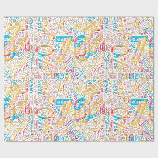 Birthday Number Word Cloud 70 B ID270 Cadeaupapier (Vlak)