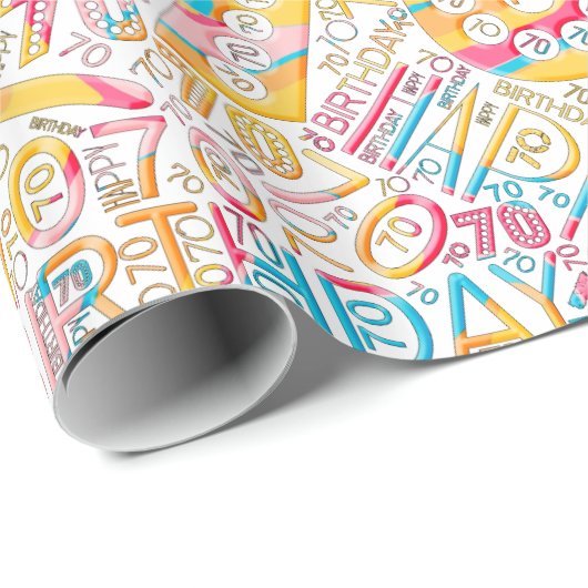 Birthday Number Word Cloud 70 B ID270 Cadeaupapier (Rol Hoek)