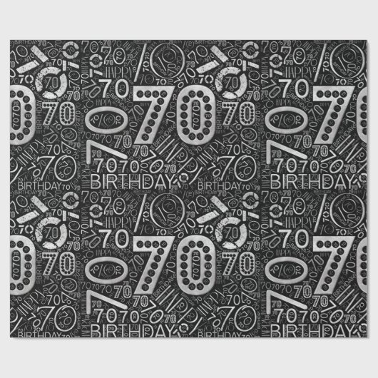 Birthday Number Word Cloud 70 D-ID270 Cadeaupapier (Vlak)