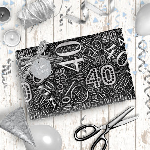 Birthday Number Word Cloud Forty D ID270 Cadeaupapier