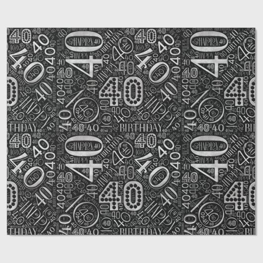 Birthday Number Word Cloud Forty D ID270 Cadeaupapier (Vlak)