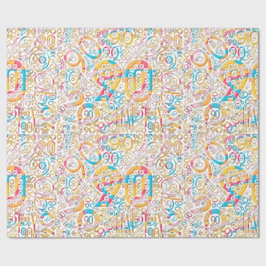 Birthday Number Word Cloud Negety B ID270 Cadeaupapier (Vlak)