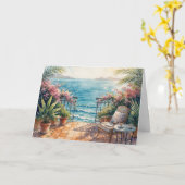 Birthday Ocean Terrace with a Peaceful View Kaart (Gele Bloem)