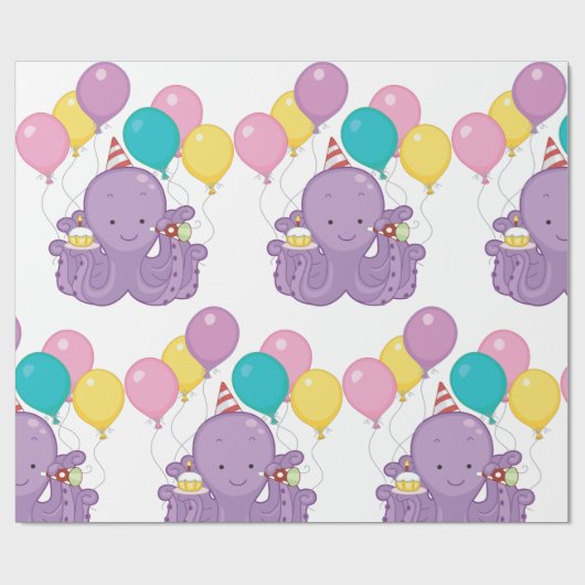 Birthday Octopus Cadeaupapier (Vlak)