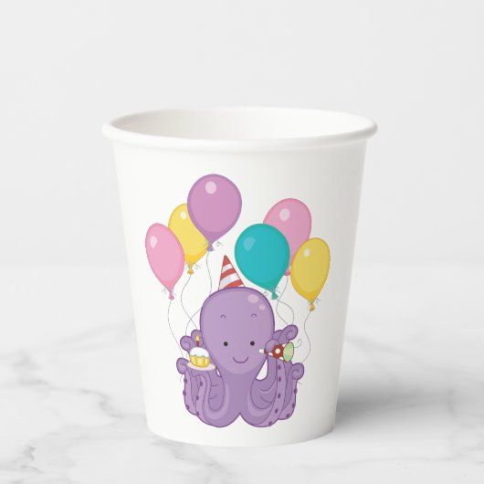 Birthday Octopus Papieren Bekers (Voorkant)