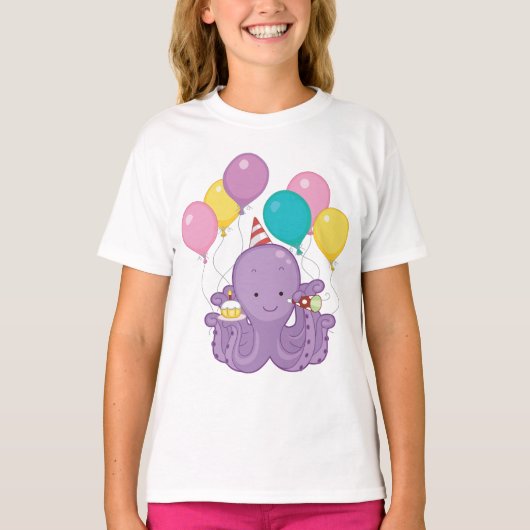 Birthday Octopus T-shirt (Voorkant)
