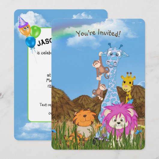 Birthday oerwoud Animals Kaart (Voorkant / Achterkant)