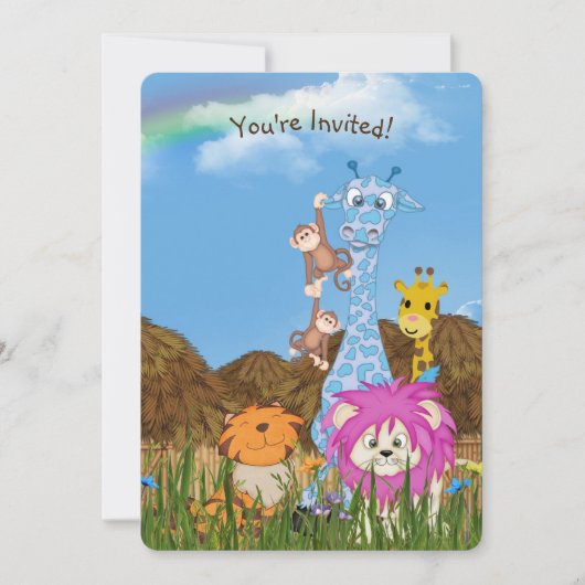 Birthday oerwoud Animals Kaart (Voorkant)