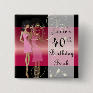 Birthday of Bachelorette Diva Girl Fun Vierkante Button 5,1 Cm