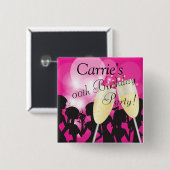 Birthday of Bachelorette Diva Girls Night Out Vierkante Button 5,1 Cm (Voorkant /achterkant)