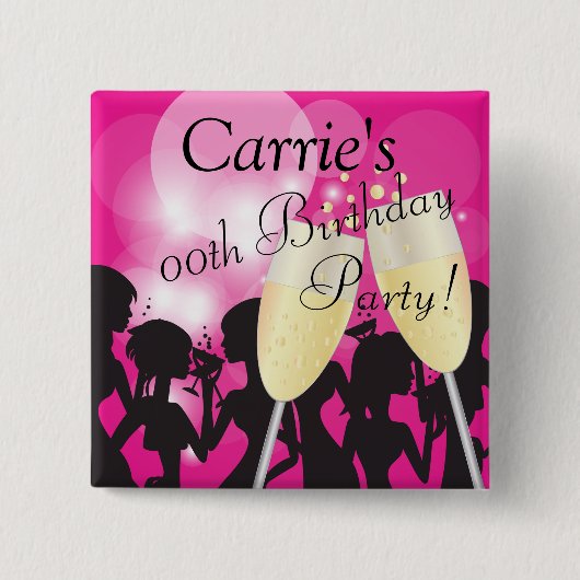 Birthday of Bachelorette Diva Girls Night Out Vierkante Button 5,1 Cm (Voorkant)