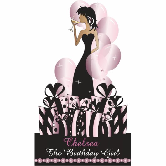 Birthday of Bachelorette Diva Princess | Roze Staand Fotobeeldje (Voorkant)