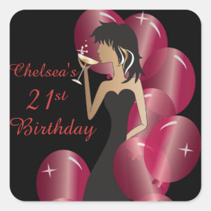 Birthday of Bachelorette Party Diva Princess Girl Vierkante Sticker
