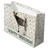 BIRTHDAY OKAPI & OWL LARGE CADEAUTASJE (Voorkant Gekanteld)