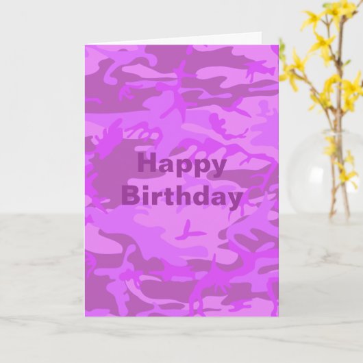 Birthday Old Age Light Paars Camouflage Greep Kaart (Gele Bloem)
