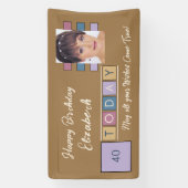 Birthday om het even welke leeftijd voeg fotonaam  spandoek (Verticaal)