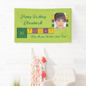 Birthday om het even welke leeftijd voeg fotonaam spandoek (Insitu)