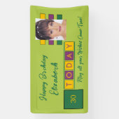 Birthday om het even welke leeftijd voeg fotonaam  spandoek (Verticaal)