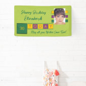 Birthday om het even welke leeftijd voeg fotonaam  spandoek (Insitu)