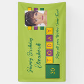 Birthday om het even welke leeftijd voeg fotonaam spandoek (Verticaal)