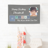 Birthday om het even welke leeftijd voeg fotonaam spandoek (Insitu)