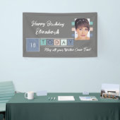 Birthday om het even welke leeftijd voeg fotonaam spandoek (Beurs)