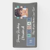 Birthday om het even welke leeftijd voeg fotonaam  spandoek (Verticaal)