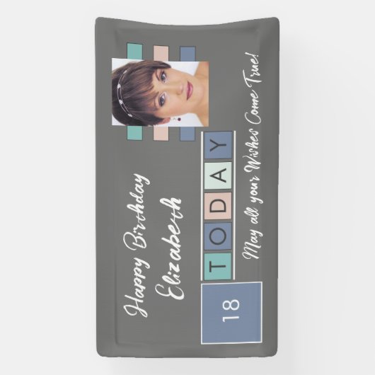 Birthday om het even welke leeftijd voeg fotonaam  spandoek (Verticaal)