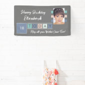 Birthday om het even welke leeftijd voeg fotonaam  spandoek (Insitu)