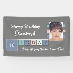 Birthday om het even welke leeftijd voeg fotonaam  spandoek