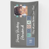 Birthday om het even welke leeftijd voeg fotonaam spandoek (Verticaal)