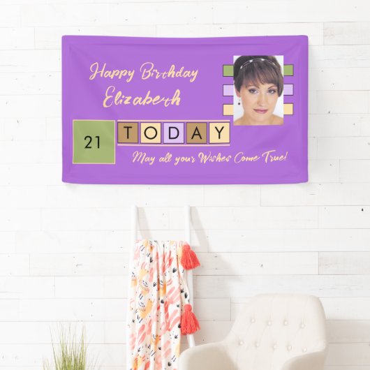 Birthday om het even welke leeftijd voeg fotonaam spandoek (Insitu)