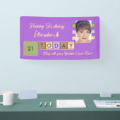 Birthday om het even welke leeftijd voeg fotonaam spandoek (Beurs)