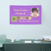 Birthday om het even welke leeftijd voeg fotonaam  spandoek (Beurs)
