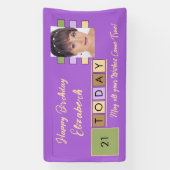 Birthday om het even welke leeftijd voeg fotonaam spandoek (Verticaal)