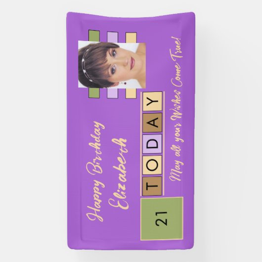 Birthday om het even welke leeftijd voeg fotonaam  spandoek (Verticaal)