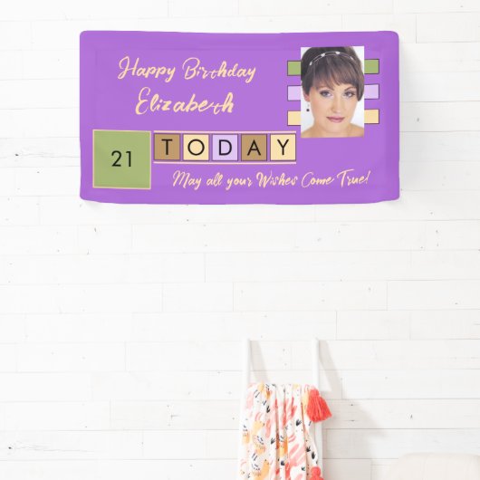 Birthday om het even welke leeftijd voeg fotonaam spandoek (Insitu)